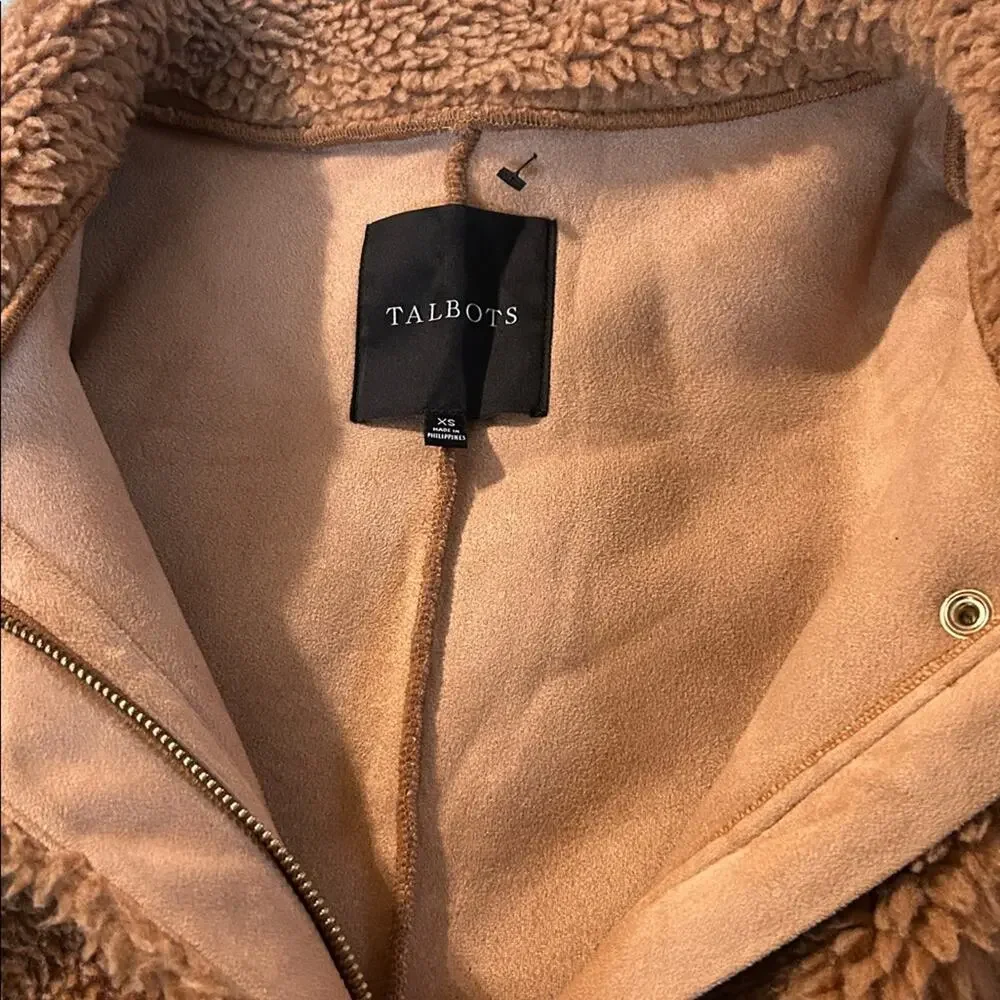 Talbots Faux Shearling Teddy Coat brown size XS - Picture 9 of 10